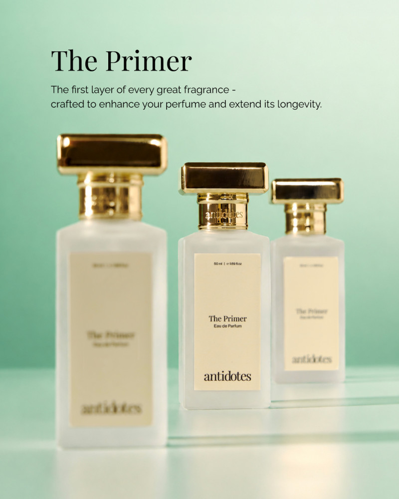 Antidotes เปิดตัว ‘The Primer’ ครั้งแรกกับไพร์เมอร์น้ำหอม เลเยอร์แรกของทุกความหอมที่น่าจดจำ เสริมให้น้ำหอมตัวโปรดหอมชัด มีมิติ และติดทนนานยิ่งขึ้น พร้อมผลทดสอบบนผิวจริงโดยผู้เชี่ยวชาญ